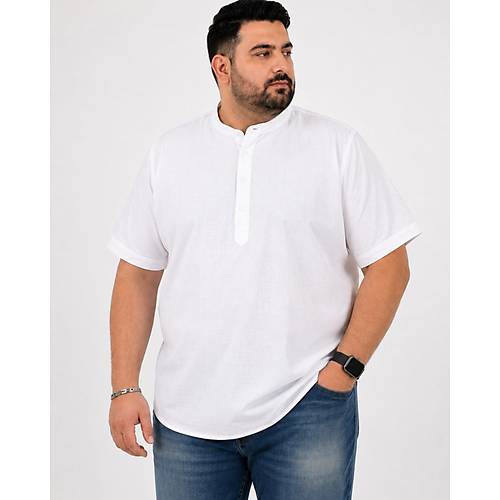 Buyuk Beden Erkek K�sa Kol Hakim Yaka 20387 Beyaz