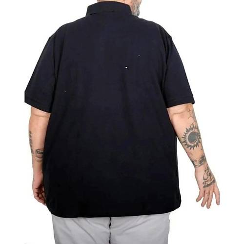 Battal Beden Erkek Tshirt Polo Yaka Nak��l� Klasik Pike 20553 Lacivert