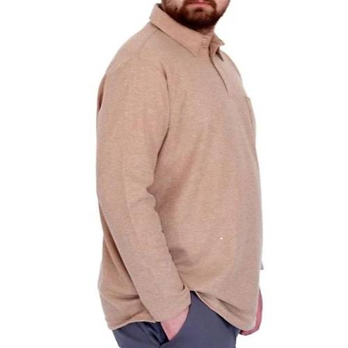 B�y�k Beden Erkek SweatshirtPolo Yaka Uzun Kol WAFFLE 23449 Bej
