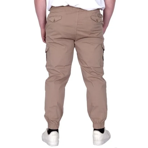 B�y�k Beden Erkek Pantolon Keten Kargo Jogger 21911 Cappucino