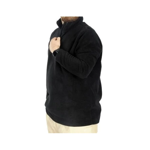 Erkek Sweat Polo Yaka Yar�m Fermuarl� Polar 22548 Siyah