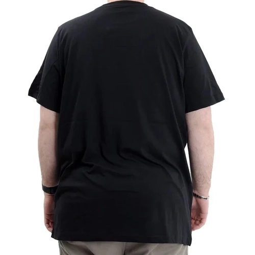 B�y�k Beden Erkek Bask�l� T-shirt Bisiklet Yaka Freedom U24030 Siyah