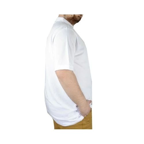 Battal Beden Erkek Tshirt Polo Yaka Nak��l� Klasik Pike 20553 Beyaz