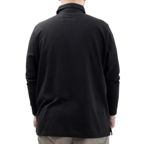 B�y�k Beden Erkek Sweatshirt Polo Yaka Uzun Kol WAFFLE 23449 Siyah