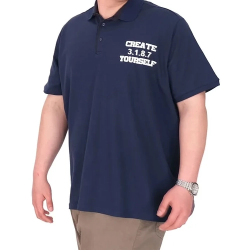 B�y�k Beden Erkek T-Shirt Polo Yaka YOURSELF 25310 �ndigo