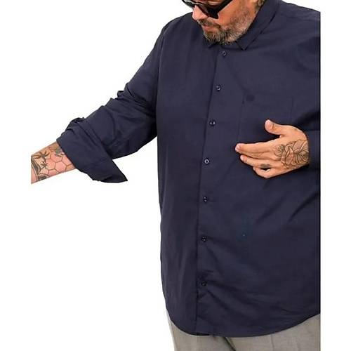 B�y�k Beden Erkek Klasik Cepli G�mlek Likral� 20350 Lacivert