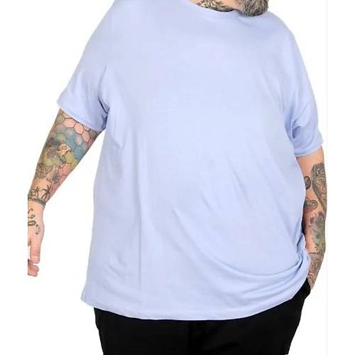 B�y�k Beden Erkek Tshirt Bisiklet Yaka Basic 20031 (Lila)