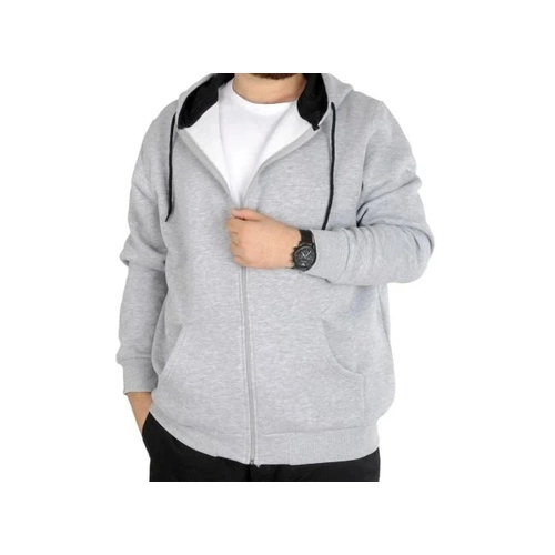 Erkek Sweatshirt Kap�onlu Zippered Basic 20543 Grimelanj