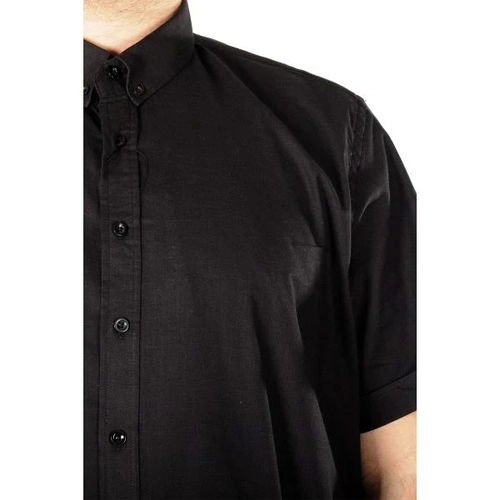 B�y�k Beden Erkek Keten Likral� G�mlek 20393 Siyah