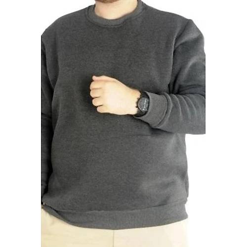 Erkek Sweatshirt Bisiklet Yaka Basic 20131 Antramelanj