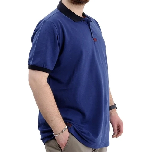 B�y�k Beden Erkek T-Shirt Polo Yaka Klasik U24328 �ndigo