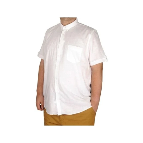 B�y�k Beden Keten Likral� G�mlek Cepli 20389 Beyaz