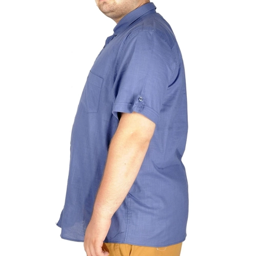 B�y�k Beden Keten Likral� G�mlek Cepli 20389 �ndigo