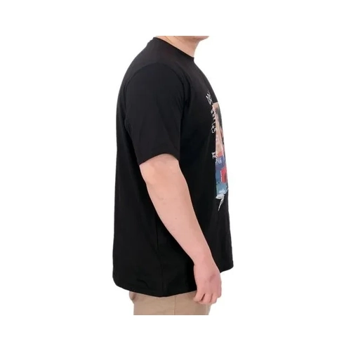 B�y�k Beden Erkek Bask�l� T-Shirt Palm Dream U25026 Siyah