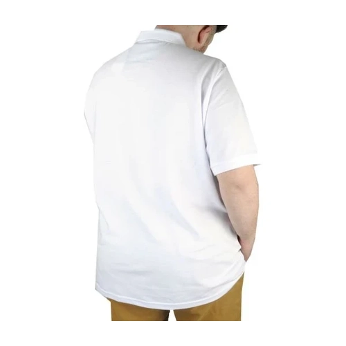 Battal Beden Erkek Tshirt Polo Yaka Nak��l� Klasik Pike 20553 Beyaz