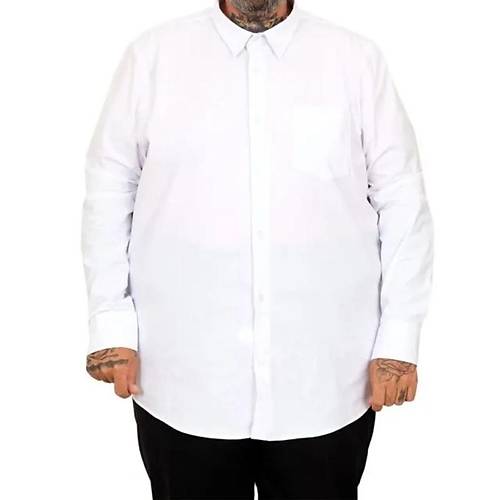 B�y�k Beden Erkek Klasik Cepli G�mlek Likral� 20350 Beyaz