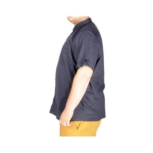 B�y�k Beden Keten Likral� G�mlek Cepli 20389 Lacivert