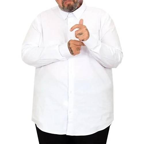 B�y�k Beden Erkek Klasik Cepli G�mlek Likral� 20350 Beyaz