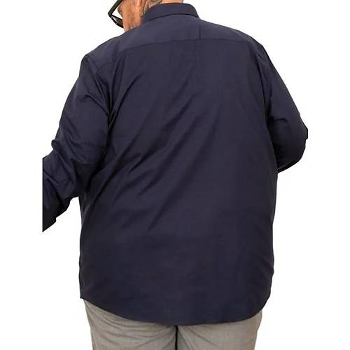 B�y�k Beden Erkek Klasik Cepli G�mlek Likral� 20350 Lacivert