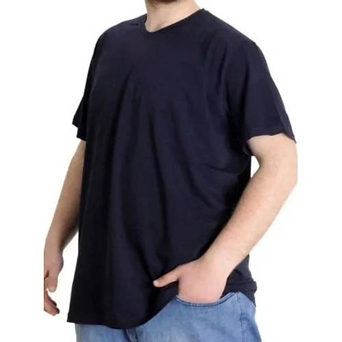 B�y�k Beden T-Shirt V Yaka Likral� 20150 Lacivert