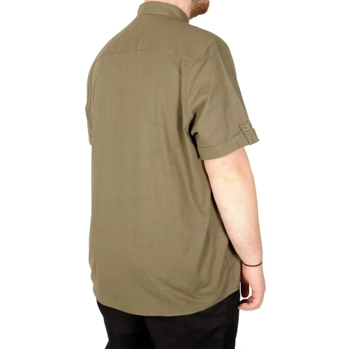 B�y�k Beden Erkek Keten Likral� G�mlek 20393 Haki