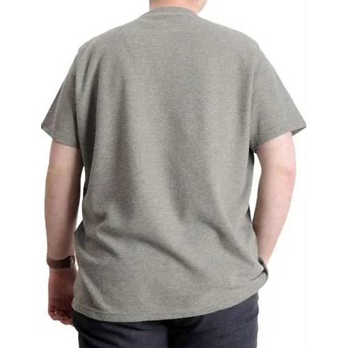 B�y�k Beden Erkek T-shirt Bisiklet Yaka Waffle 20033  haki