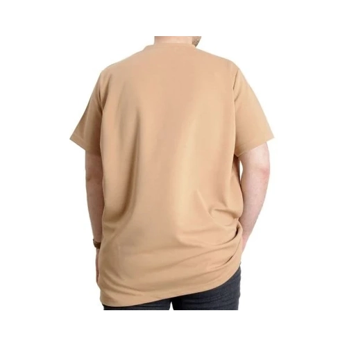 B�y�k Beden Erkek T-shirt Bisiklet Yaka INTERLOK 23162 Bej