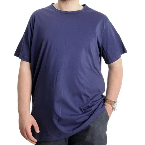 B�y�k Beden Erkek T-shirt Pis Yaka Basic 23035 A.Lacivert