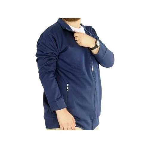 Buyuk Beden Erkek H�rka Fermuarl� Stell Dik Yaka 20571 �ndigo