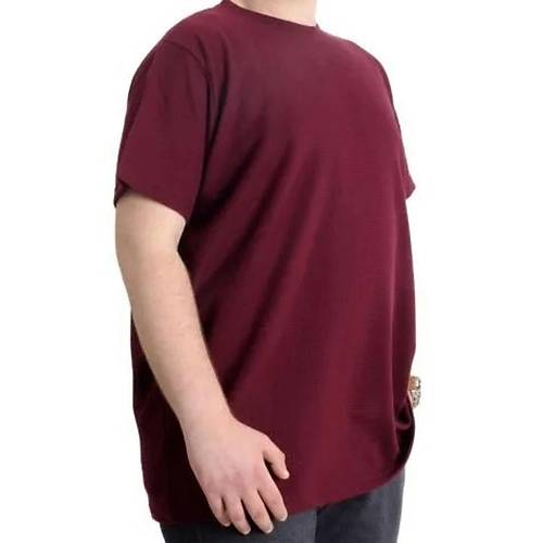 B�y�k Beden Erkek T-shirt Bisiklet Yaka WAFFLE 20033 Bordo