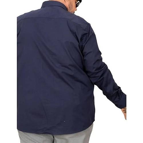 B�y�k Beden Erkek Klasik G�mlek Likral� 20351 Lacivert