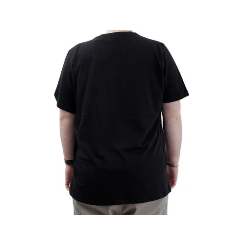 B�y�k Beden Erkek Ti��rt Bisiklet Yaka Bask�l� Cep Detayl� T-Shirt REFUEL 24053 Siyah