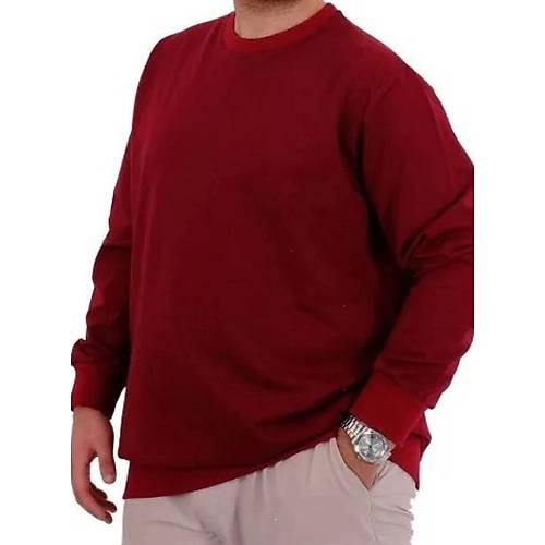 B�y�k Beden Erkek Sweat B�s Yaka U24174  Bordo