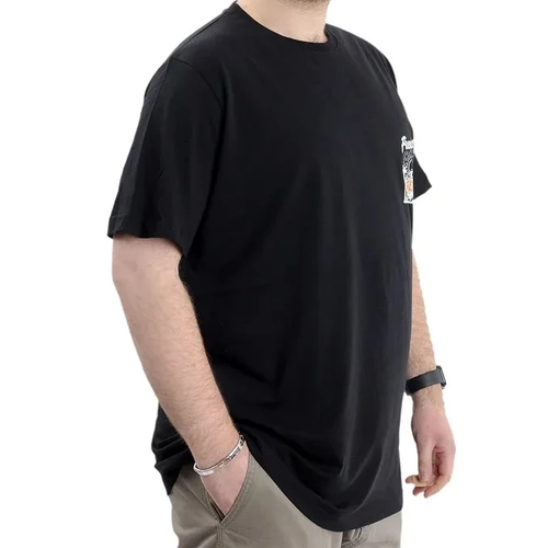 B�y�k Beden Erkek Bask�l� T-shirt Bisiklet Yaka Freedom U24030 Siyah