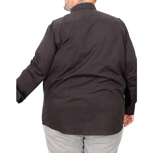 B�y�k Beden Erkek Klasik Cepli G�mlek Likral� 20350 Siyah