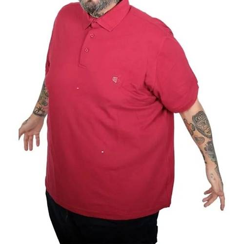 Battal Beden Erkek Tshirt Polo Yaka Nak��l� Klasik Pike 20553 Bordo
