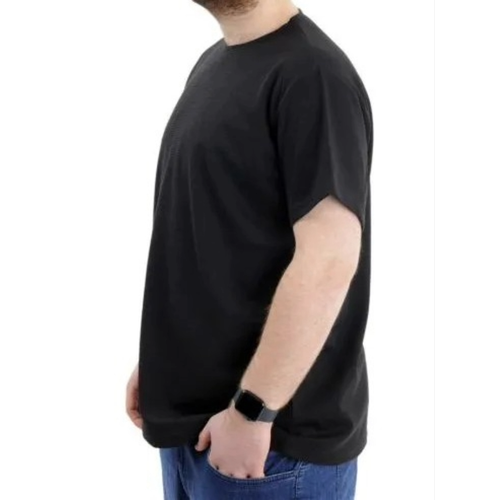 B�y�k Beden Erkek T-shirt Bisiklet Yaka WAFFLE 20033 Siyah