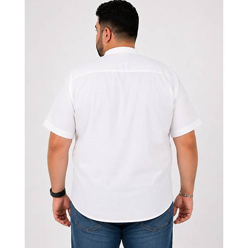 Buyuk Beden Erkek K�sa Kol Hakim Yaka 20387 Beyaz
