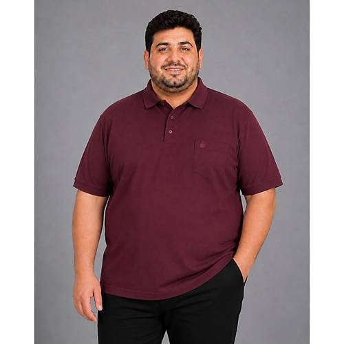 Battal Beden Erkek Tshirt Polo Yaka Cepli Klasik Pike 20552 M�rd�m