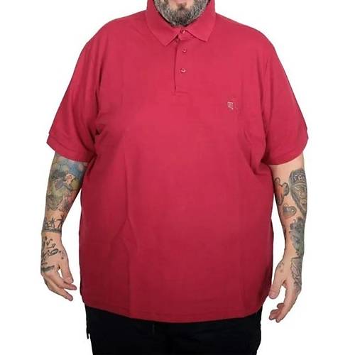 Battal Beden Erkek Tshirt Polo Yaka Nak��l� Klasik Pike 20553 Bordo