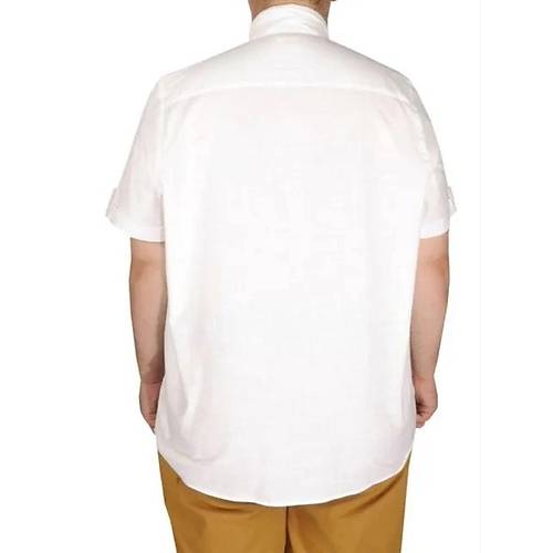 B�y�k Beden Keten Likral� G�mlek Cepli 20389 Beyaz