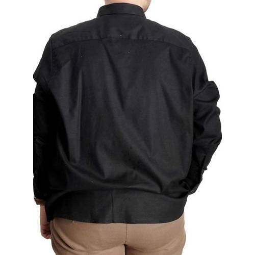 Erkek G�mlek UKol Gabardin �ift Cep 20360 Siyah
