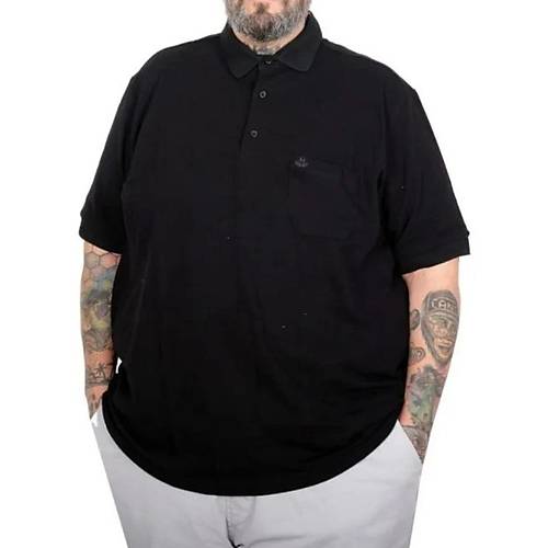 Battal Beden Erkek Tshirt Polo Yaka Cepli Klasik Pike 20552 Siyah