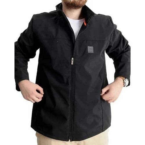 B�y�k Beden Erkek Mont Waterproof Softshell 21232 Siyah