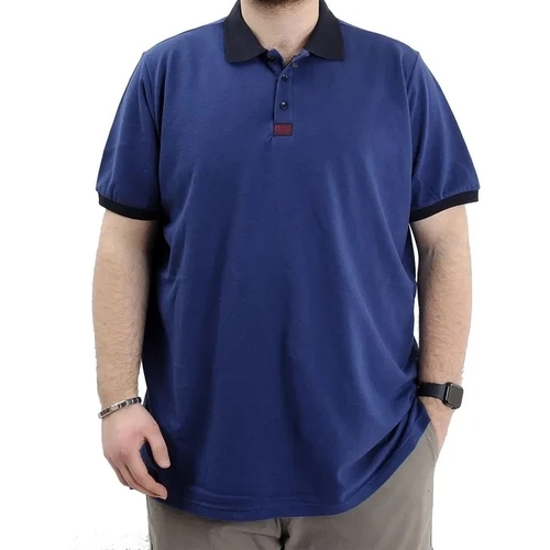 B�y�k Beden Erkek T-Shirt Polo Yaka Klasik U24328 �ndigo