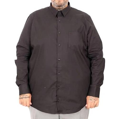 B�y�k Beden Erkek Klasik Cepli G�mlek Likral� 20350 Siyah