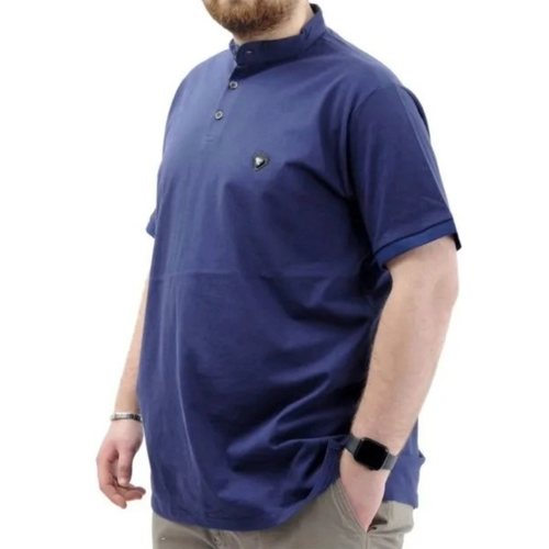 B�y�k Beden Erkek Ti��rt D��meli Hakim Yaka T-Shirt 24339 �ndigo