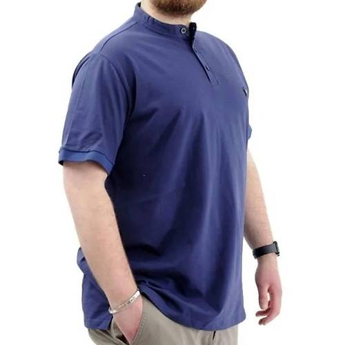 B�y�k Beden Erkek Ti��rt D��meli Hakim Yaka T-Shirt 24339 �ndigo