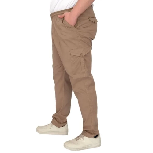 B�y�k Beden Pantolon Keten Kargo Jogger Milano 21912 Cappuccino