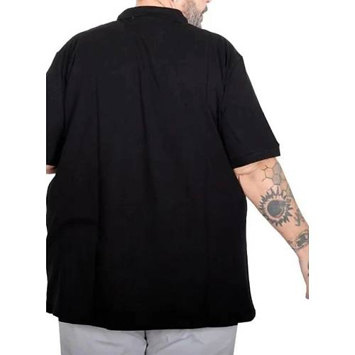 Battal Beden Erkek Tshirt Polo Yaka Cepli Klasik Pike 20552 Siyah